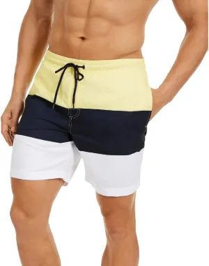 Club Room Mens Striped Colorblocked Swim Trunks Yellow XXL