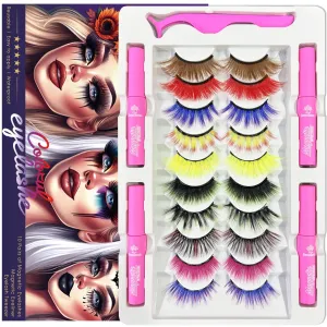 Color Magnetic Eyelashes Colored Magnetic Lashes – The Perfect Glam Pack: 10 Vivacious Styles, 4 Magnetic Eyeliners, Limitless Eye-catching Looks Magnificently, Cruelty-Free & Vegan