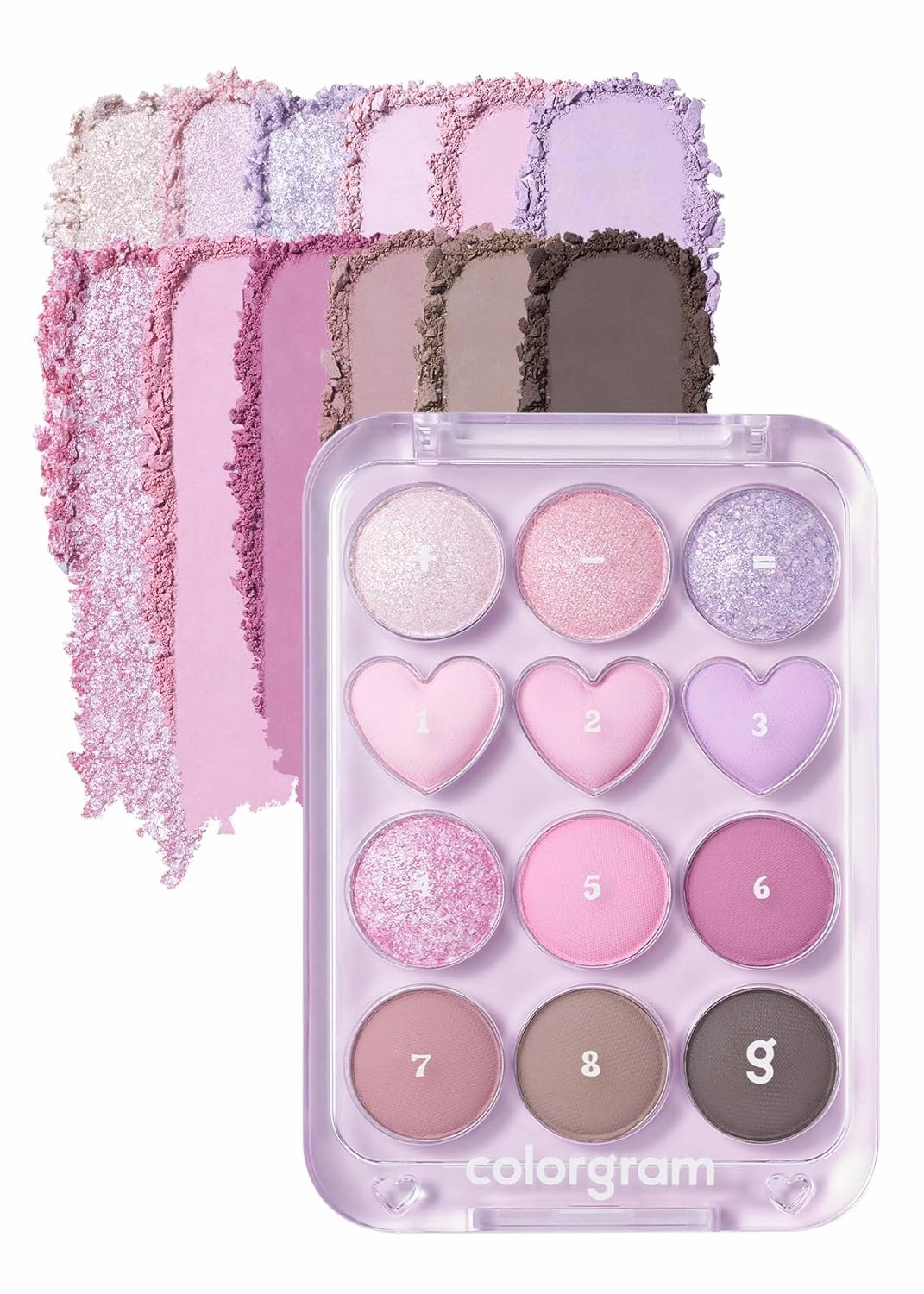 COLORGRAM Pin Point Eyeshadow Palette 03 Pink Lavender | Ultra-Blendable Matte, Glitter, Shimmer Shades for Daily Makeup | K-Beauty Eye Palette with Easy-to-Use Calculator Design