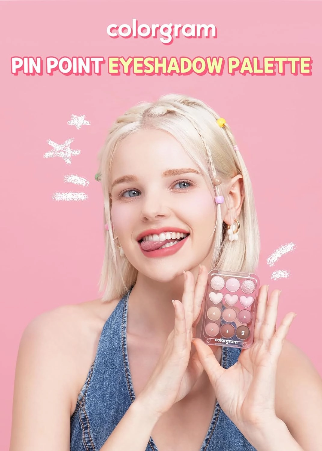 COLORGRAM Pin Point Eyeshadow Palette 03 Pink Lavender | Ultra-Blendable Matte, Glitter, Shimmer Shades for Daily Makeup | K-Beauty Eye Palette with Easy-to-Use Calculator Design