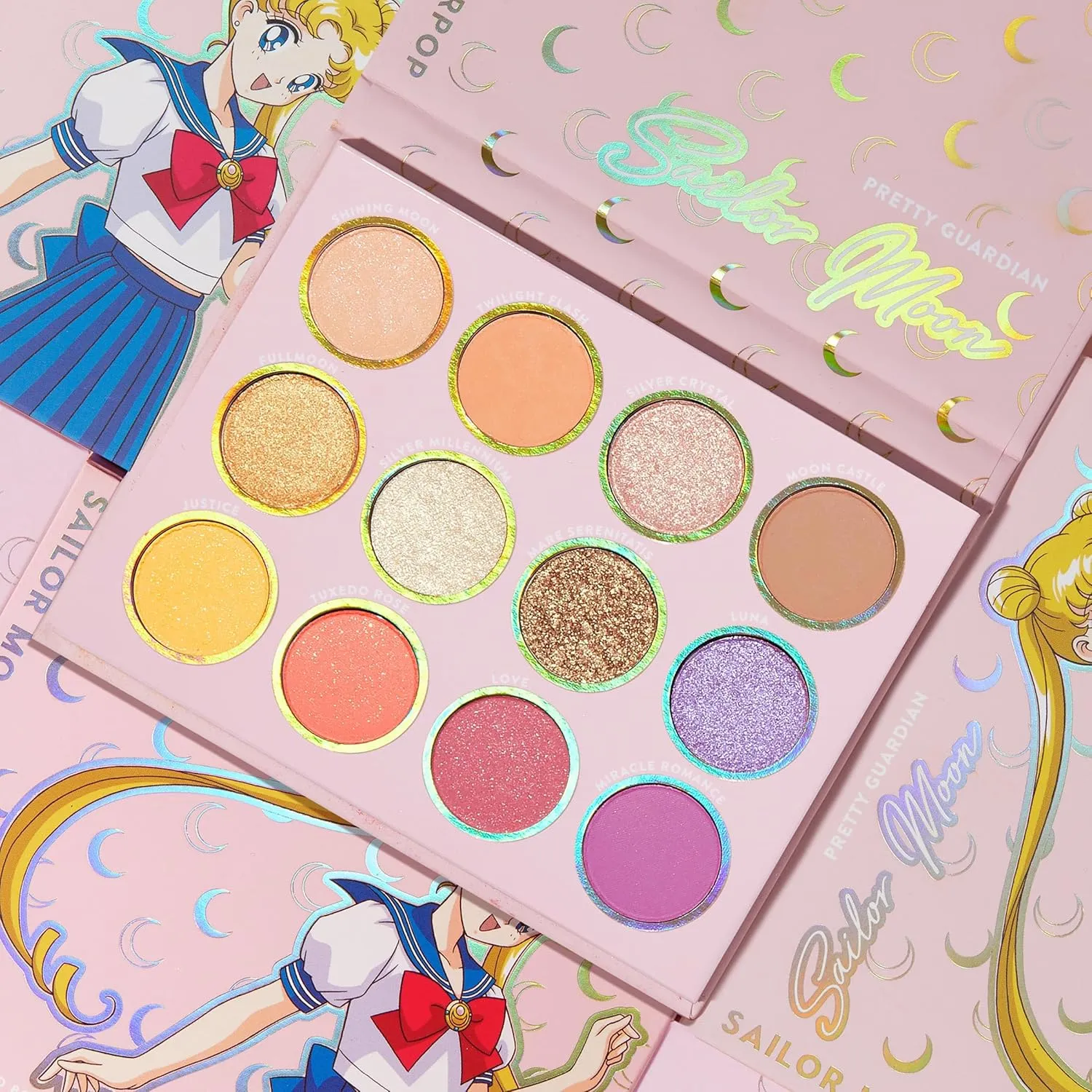 Colourpop x Sailor Moon Pretty Guardian Makeup Palette - Pastel Shadow Palette with Metallic & Matte Finishes - Buildable, Blendable & High-Pigment Formula (0.5 oz)