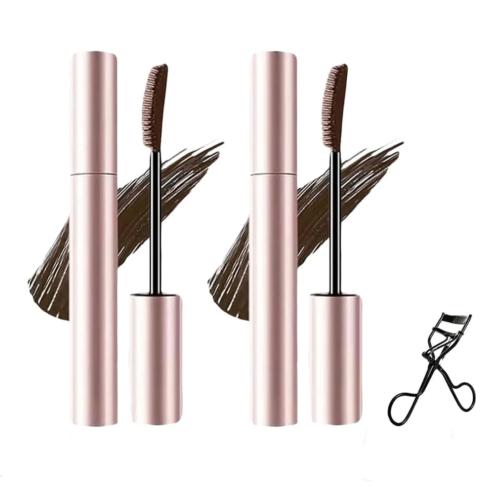 Comparison K Mascara, Tubing Mascara Black & Brown Duo for Lash Makeup, Relaxrich Lengthening and Curling Mascar, Smudge Proof Long Lasting and Waterproof, Non Clumping (Brown*2)