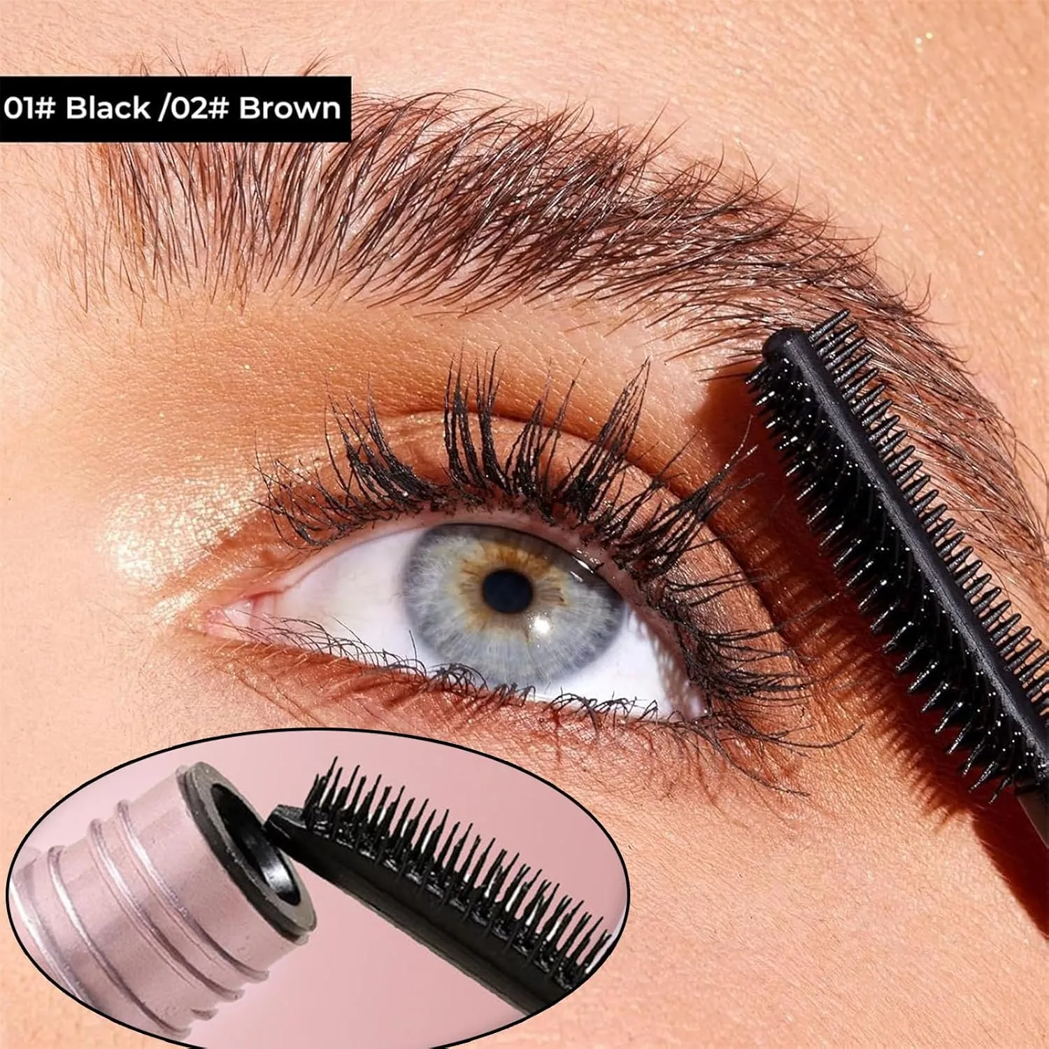 Comparison K Mascara, Tubing Mascaras Black & Brown Duo for Lash Makeup, Natural Defining Curling Eyelashes, Waterproof & Sweatproof Long Lasting Non-smudged (Black Black)