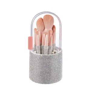 COSHINE Blingbling Luxurious Professional Makeup Brush Set, 8 pcs Full Complete Function Cosmetic Brushes with Shiny Diamond Holder