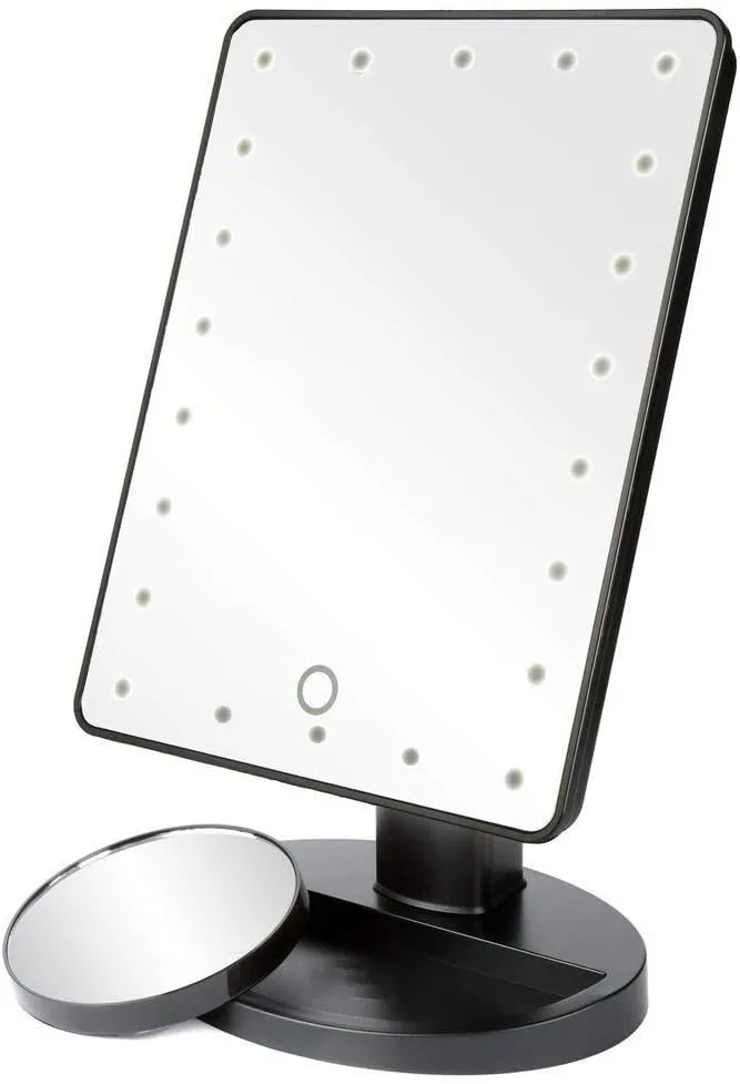 Countertop Cosmetic Dressing Table Makeup Mirror with Lights Travel Makeup Mirror 10X Magnifying LED Makeup Mirror 180°Rotation with Lights Desk Free Standing Portable