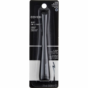 COVERGIRL Get In Line Liquid Eyeliner, Black Crystal, 0.08 fl oz (2.5 ml) (Pack of 4)