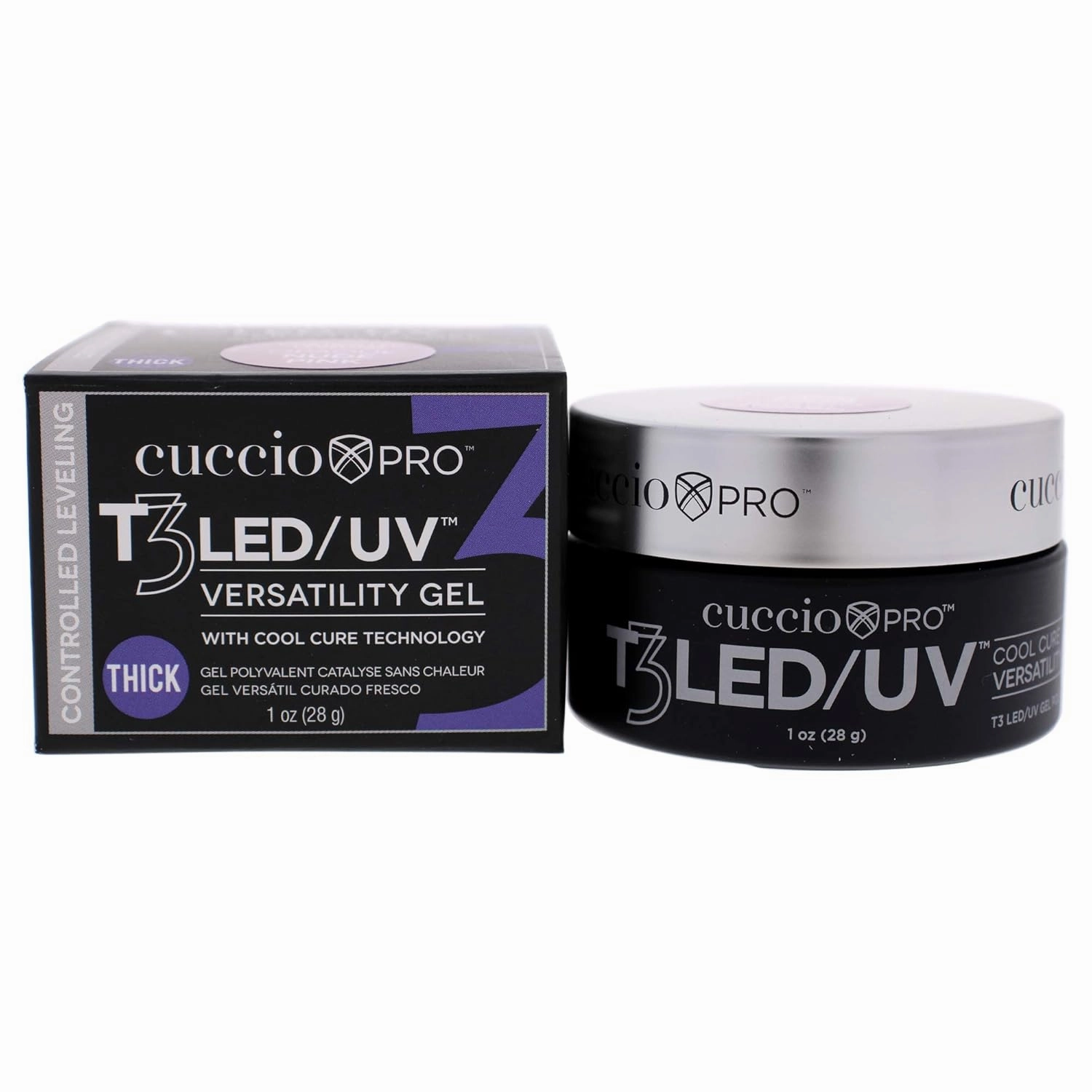 Cuccio Pro T3 Cool Cure Versatility Gel - Controlled Levelling - LED And UV - Incredibly Flexible - Strong Adhesion - Thick Viscosity - Fast Application - Quick-Dry - Opaque Nude Pink - 1 Oz Nail Gel
