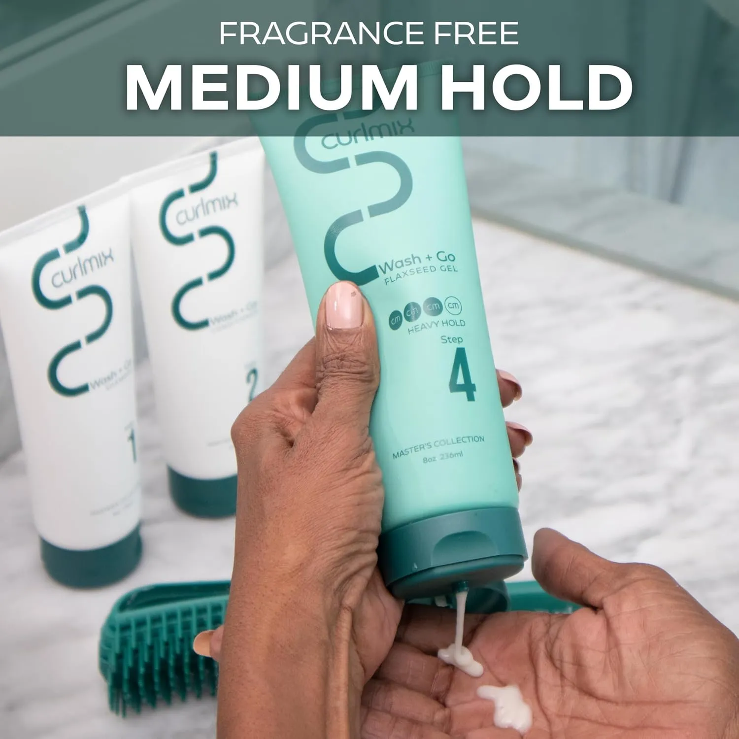 CurlMix Medium Hold Flaxseed Gel for Curly Hair - Travel Size Sample 3.4 oz - Defines & Elongates Curls without Dryness or Flaking - Fragrance Free