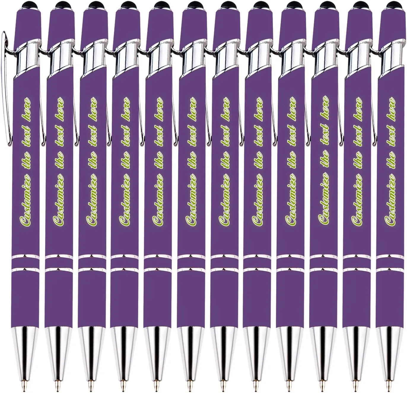 Custom Business Ballpoint Pen, Personalized Ballpoint Pens with Company Name and LOGO, Business URL, Capacitive Pen for Various Screen Touches, Soft Touch, Smooth Writing, Medium Point Pen, 96PCS