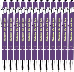 Custom Business Ballpoint Pen, Personalized Ballpoint Pens with Company Name and LOGO, Business URL, Capacitive Pen for Various Screen Touches, Soft Touch, Smooth Writing, Medium Point Pen, 96PCS