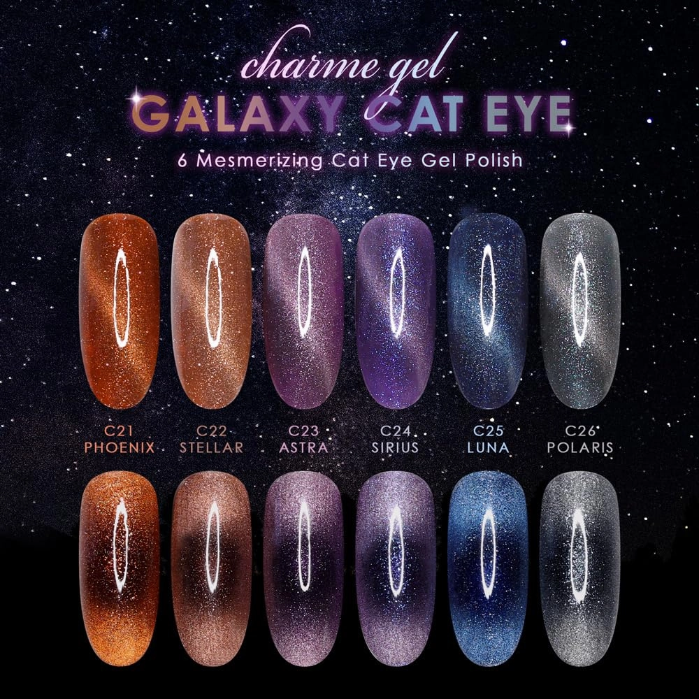Daily Charme C23 Astra Velvet Galaxy Cat Eye Magnetic Gel Nail Polish 15ml, Soak Off UV Led Gel Nail Polish, Home DIY/Nail Salon Manicure (Deep Plum Purple)