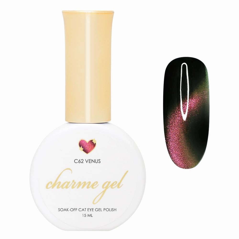 Daily Charme C62 Venus Velvet Chameleon Cat Eye Magnetic Gel Nail Polish 15ml, Color Shifting Soak Off UV Led Gel Nail Polish, Home DIY/Nail Salon Manicure (Light Rose Gold)