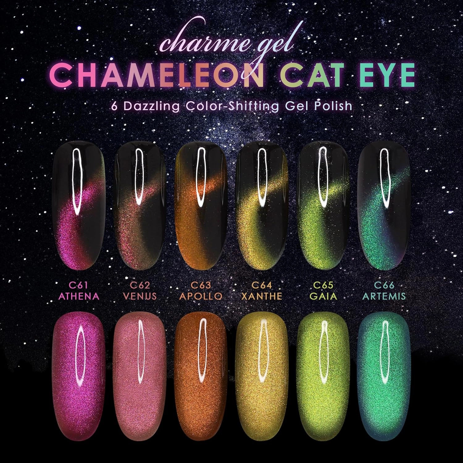 Daily Charme C62 Venus Velvet Chameleon Cat Eye Magnetic Gel Nail Polish 15ml, Color Shifting Soak Off UV Led Gel Nail Polish, Home DIY/Nail Salon Manicure (Light Rose Gold)