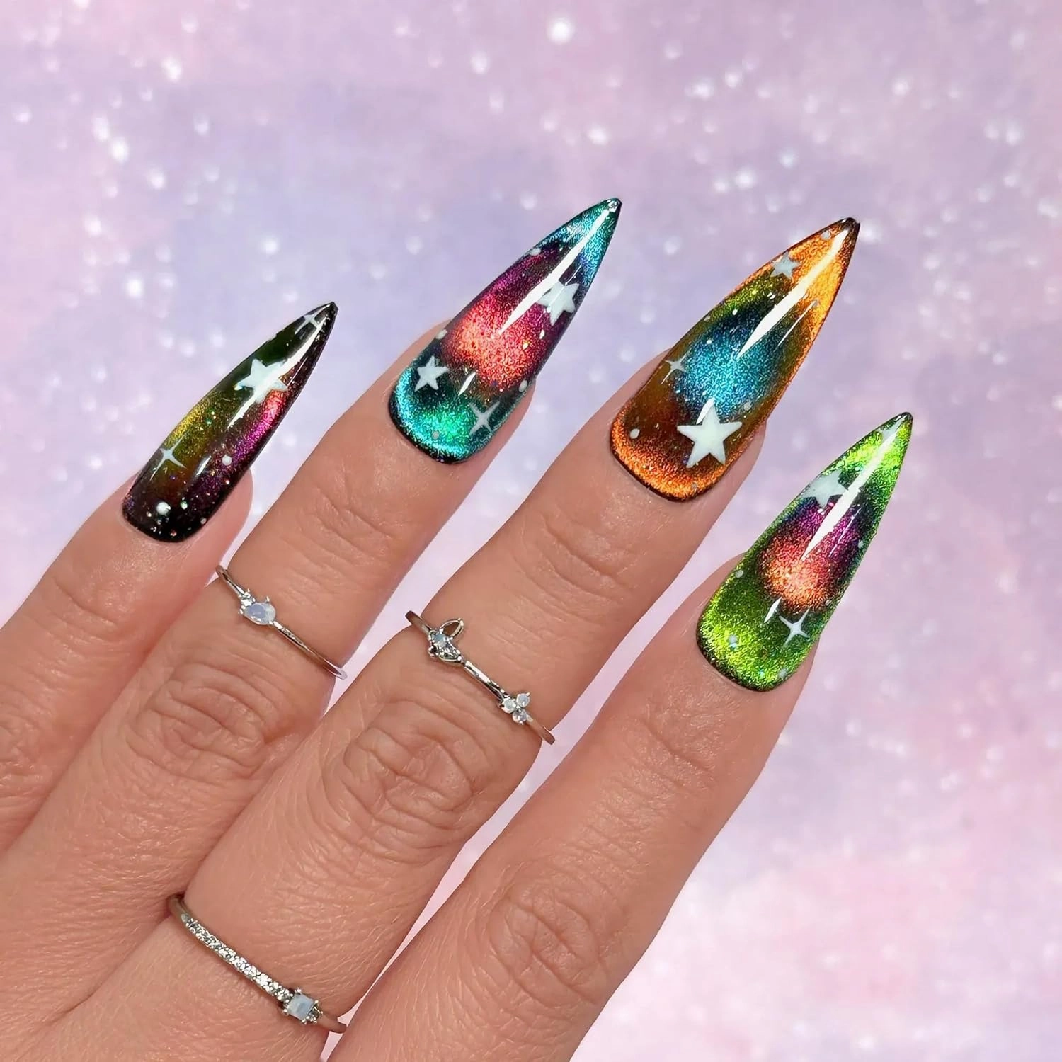 Daily Charme C62 Venus Velvet Chameleon Cat Eye Magnetic Gel Nail Polish 15ml, Color Shifting Soak Off UV Led Gel Nail Polish, Home DIY/Nail Salon Manicure (Light Rose Gold)