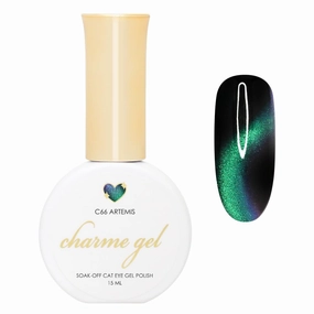 Daily Charme C66 Artemis Velvet Chameleon Cat Eye Magnetic Gel Nail Polish 15ml, Color Shifting Soak Off UV Led Gel Nail Polish, Home DIY/Nail Salon Manicure (Emerald Green)