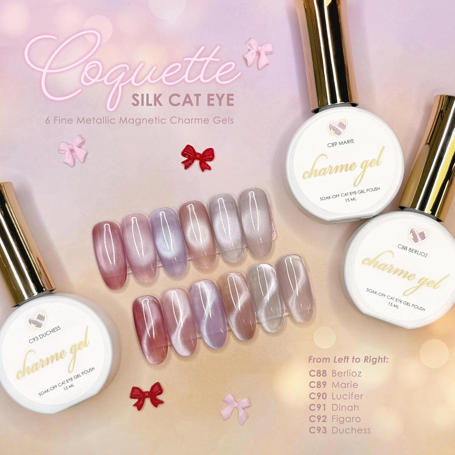 Daily Charme Velvet Coquette Silk Cat Eye C91 Dinah Magnetic Gel Nail Polish Collection 15ml Soak Off UV Led Gel Nail Polish, Home DIY/Nail Salon Manicure (Warm Beige)