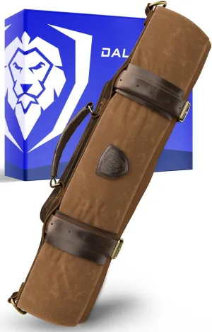 Dalstrong Nomad Knife Wrap Roll - 12oz Waxed Canvas Top Grain Leather Knife Roll Bag- 13 Slots - Interior & Rear Zipper Pockets - Travel Storage with Blade