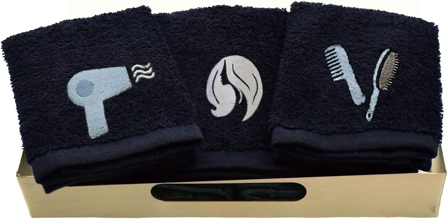 DAN RIVER Makeup Towel 100% Spun Cotton - (Pack of 6) Luxuriously Soft Reusable Makeup Remover Cloth, Facial Cleansing Cloth, of 6 13x13 Inch, Black Towels – Salon