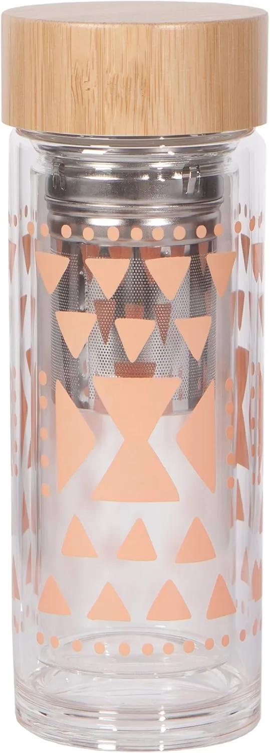 Danica Studio Pink Sustain Double Walled Glass Tea Infuser Bottle 12 oz