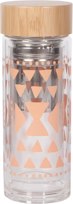 Danica Studio Pink Sustain Double Walled Glass Tea Infuser Bottle 12 oz
