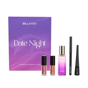 Date Night Gift Set | Date Perfume 20ml   2 x Kiss Proof Liquid Lipsticks   Kajal   Eyeliner | Combo | Smudge-Proof | Fragrance For Women | Makeup Kit | Matte Finish