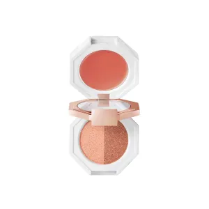 DEARDAHLIA Dear Dahlia Paradise Tri-Colored Palette Eyeshadow with Built-in Mirror, SUNSET ROMANCE, Vegan, Cruelty Free, 8 Free Formula, All-in-one Multi-use Palette, Minimal Fallout, 4g