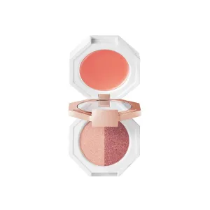 DEARDAHLIA Paradise Tri-Colored Palette Eyeshadow with Built-in Mirror, STRAWBERRY CRUSH, Vegan, Cruelty Free, 8 Free Formula, All-in-one Multi-use Palette, Minimal Fallout, 4g