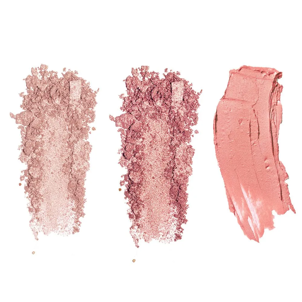 DEARDAHLIA Paradise Tri-Colored Palette Eyeshadow with Built-in Mirror, STRAWBERRY CRUSH, Vegan, Cruelty Free, 8 Free Formula, All-in-one Multi-use Palette, Minimal Fallout, 4g