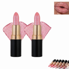 Decisivte Diamond Lip Gloss Glitter Lipstick,Tenddaily Compariston Diamond Lip Gloss Glitter Lipstick Waterproof Long-Lasting,Lightweight Hydrating Formula Metallic for Women (2*#02)