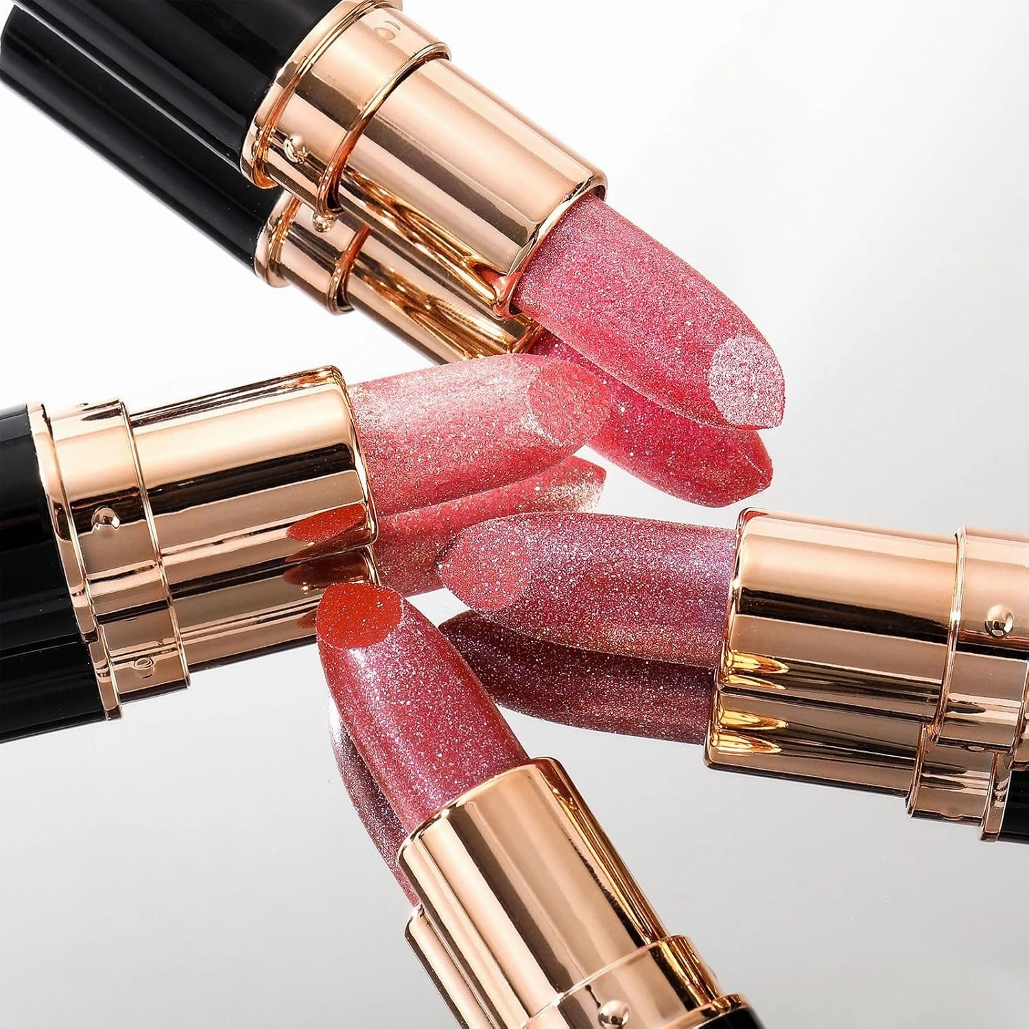 Decisivte Diamond Lip Gloss Glitter Lipstick,Tenddaily Compariston Diamond Lip Gloss Glitter Lipstick Waterproof Long-Lasting,Lightweight Hydrating Formula Metallic for Women (2*#03)