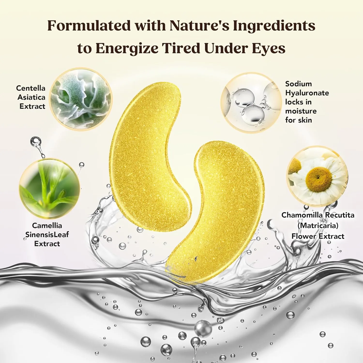 DERMORA Golden Glow Under Eye Patches (50 Pairs Eye Gels) - Rejuvenating Treatment for Dark Circles, Puffy Eyes, Refreshing, Revitalizing, Travel, Wrinkles
