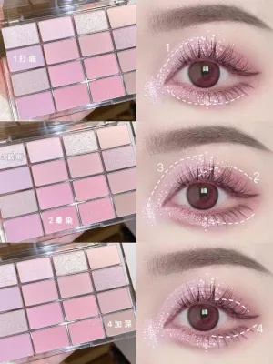 DIRALU 16-Color Eyeshadow Palette, Cool Tones, Shimmer and Matte Finishes