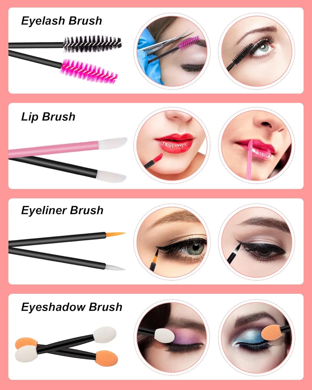 Disposable Makeup Applicators Kit, Includes Disposable Mascara Wands Eyeliner Brushes Eyeshadow Lip Applicators with Organizer Box Powder Puffs Mixing Palette Makeup Tools 10.85 * 7.5 * 3.10