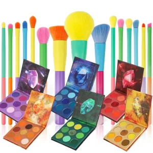 docolor 54Colors Gemstone Eeyshadow Palette  15Piece Colourful Makeup Brush Set Ultra Pigmented Matte Shimmer Metallic Natural Blendable Cream Powder Long Lasting Waterproof Make Up Eye Shadow