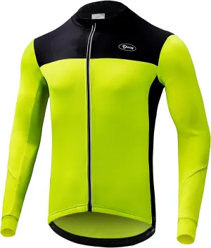 Dooy Men's Cycling Bike Jersey Thermal Biking Shirt Long Sleeve Bicycle Shirts with Full Zipper and Rear Pockets