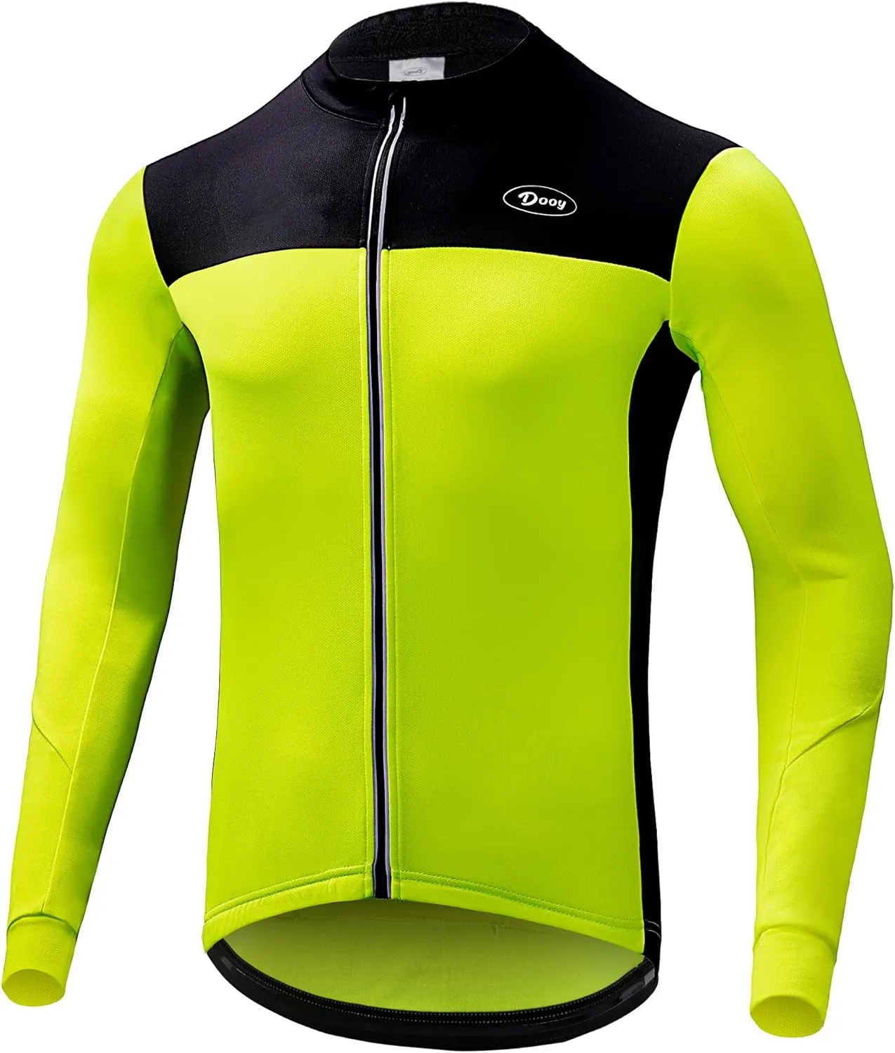 Dooy Men's Cycling Bike Jersey Thermal Biking Shirt Long Sleeve Bicycle Shirts with Full Zipper and Rear Pockets