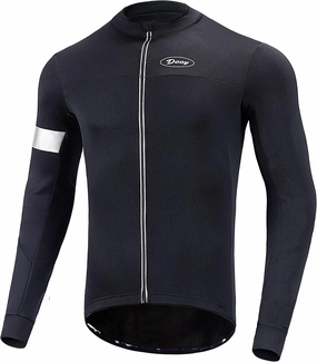 Dooy Men's Cycling Bike Jersey Thermal Biking Shirt Long Sleeve Bicycle Shirts with Full Zipper and Rear Pockets