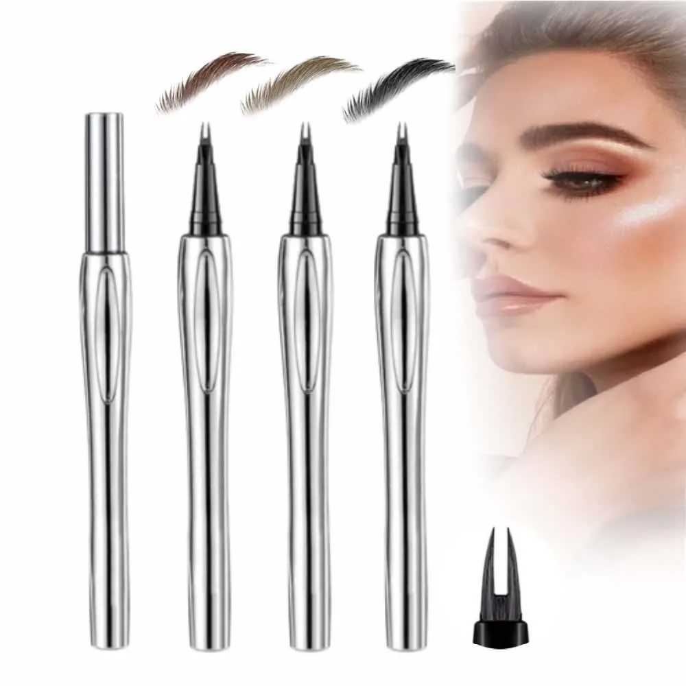 Double Tip Lower Eyelash Pencil,2024 New 3D Waterproof 2 Tip Eyelash Pen Eye Liner Liquid Eyeliner,Dual Pronged Bottom Eyelashes Pen Waterproof Liquid Eyeliner for Natural Eye Makeup (3PCS)