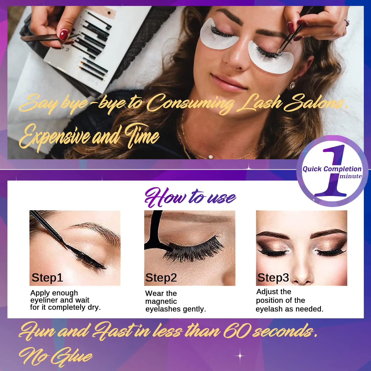 DUOERLA Magnetic Eyelashes 8D Luxury Volume Fluffy Colored Eyelashes Magnetic Lashes with Eyeliner Kit, Cat-Eye 18-23MM Long Cruelty-Free&Vegan 10 Pairs