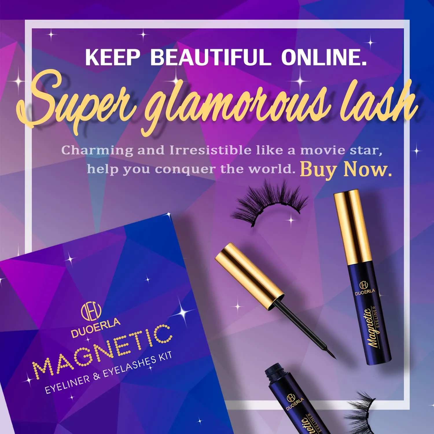 DUOERLA Magnetic Eyelashes 8D Luxury Volume Fluffy Colored Eyelashes Magnetic Lashes with Eyeliner Kit, Cat-Eye 18-23MM Long Cruelty-Free&Vegan 10 Pairs