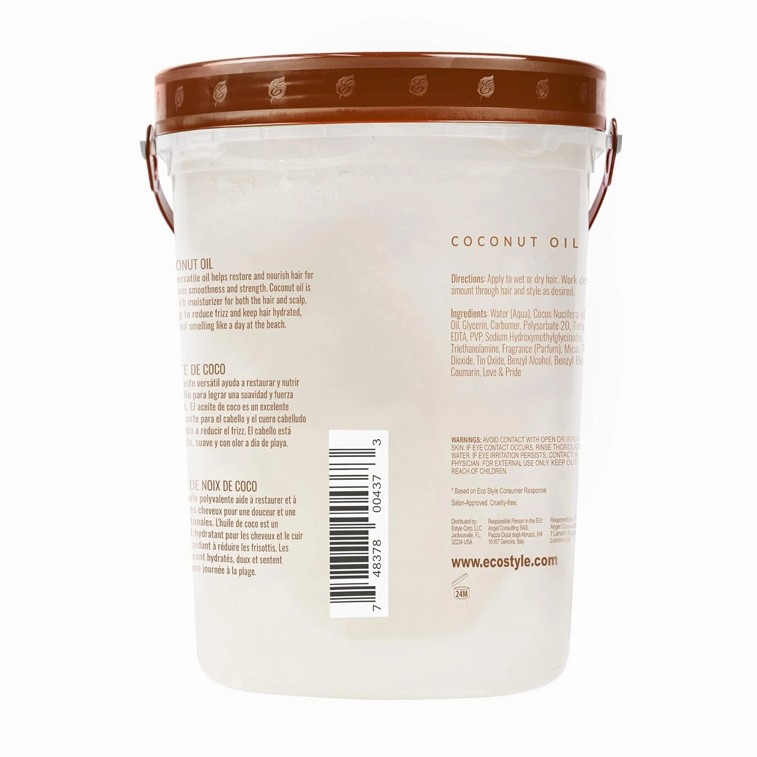 Eco Style Coconut Oil Styling Gel - Adds Luster and Moisturizes Hair - Weightless Styling and Superior Hold - Prevents Breakage and Split Ends - Promotes Scalp Health - Ideal for all Hair - 80 oz