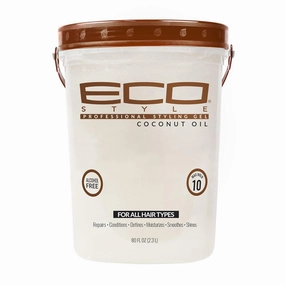 Eco Style Coconut Oil Styling Gel - Adds Luster and Moisturizes Hair - Weightless Styling and Superior Hold - Prevents Breakage and Split Ends - Promotes Scalp Health - Ideal for all Hair - 80 oz