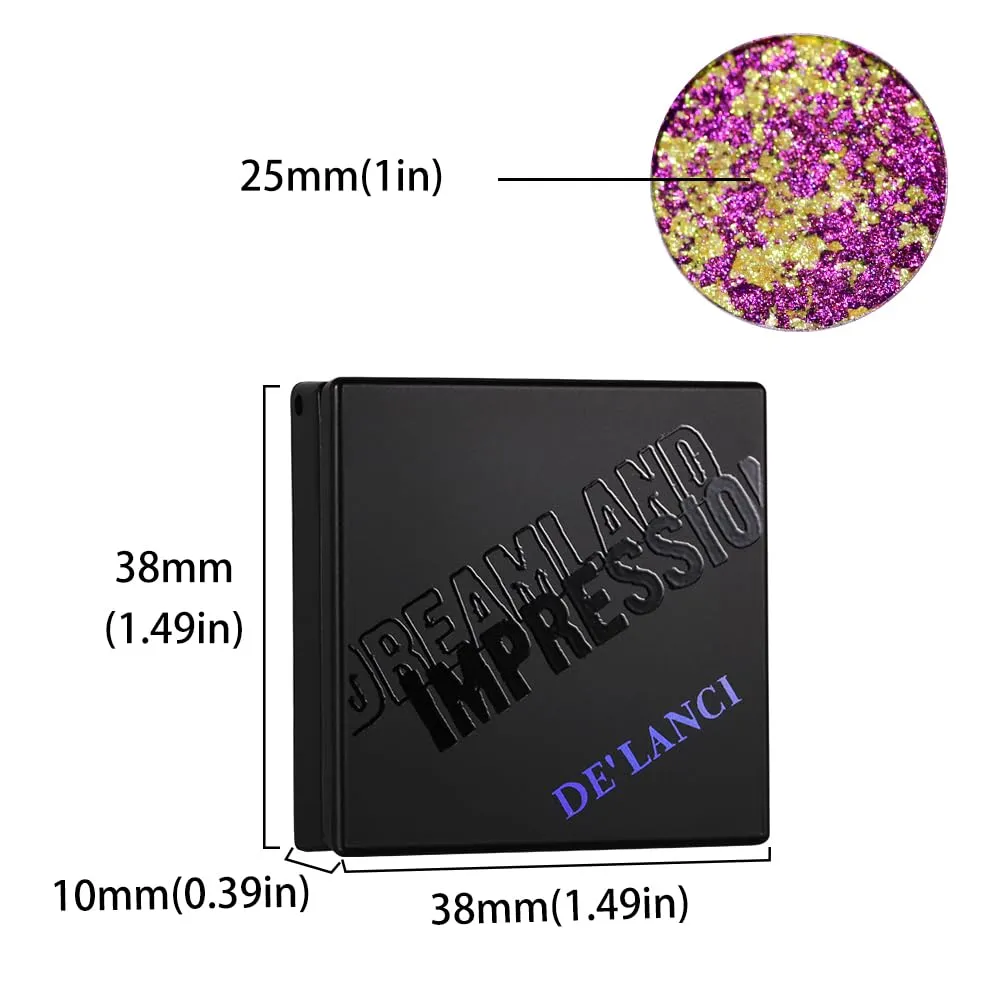 ecofavor Chameleon Eyeshadow Palette - Gold & Purple Dual-Pigment Pressed Powder with Multichrome Effect | Metallic Finish, High Pigment, Color-Shifting for Bold Glam Looks, Shimmering Eyeshadow #21