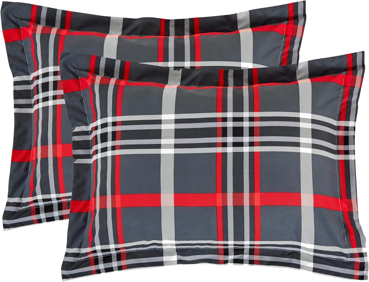 Elegant Comfort 8- Piece Lodge Plaid Reversible Comforter Set Bed-in-a-Bag Set - Silky Soft Complete Set Includes Bed Sheet Set with Double Sided Storage Pockets, Full/Queen, Gray