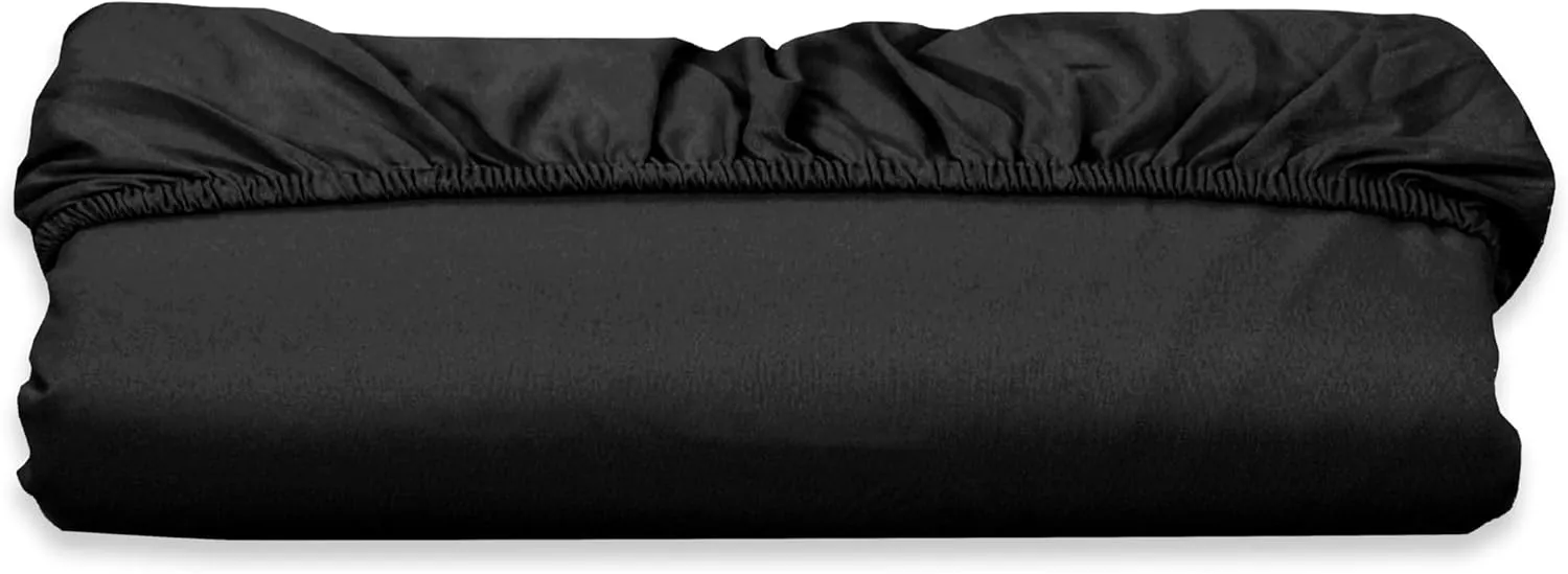 Elegant Comfort Super Soft 1-Piece Single Extra Deep Pocket 1500 Premium Hotel Quality Microfiber Fitted Sheet for High Mattress up to 21" inch with Double Sided Smart Pockets, King, Black