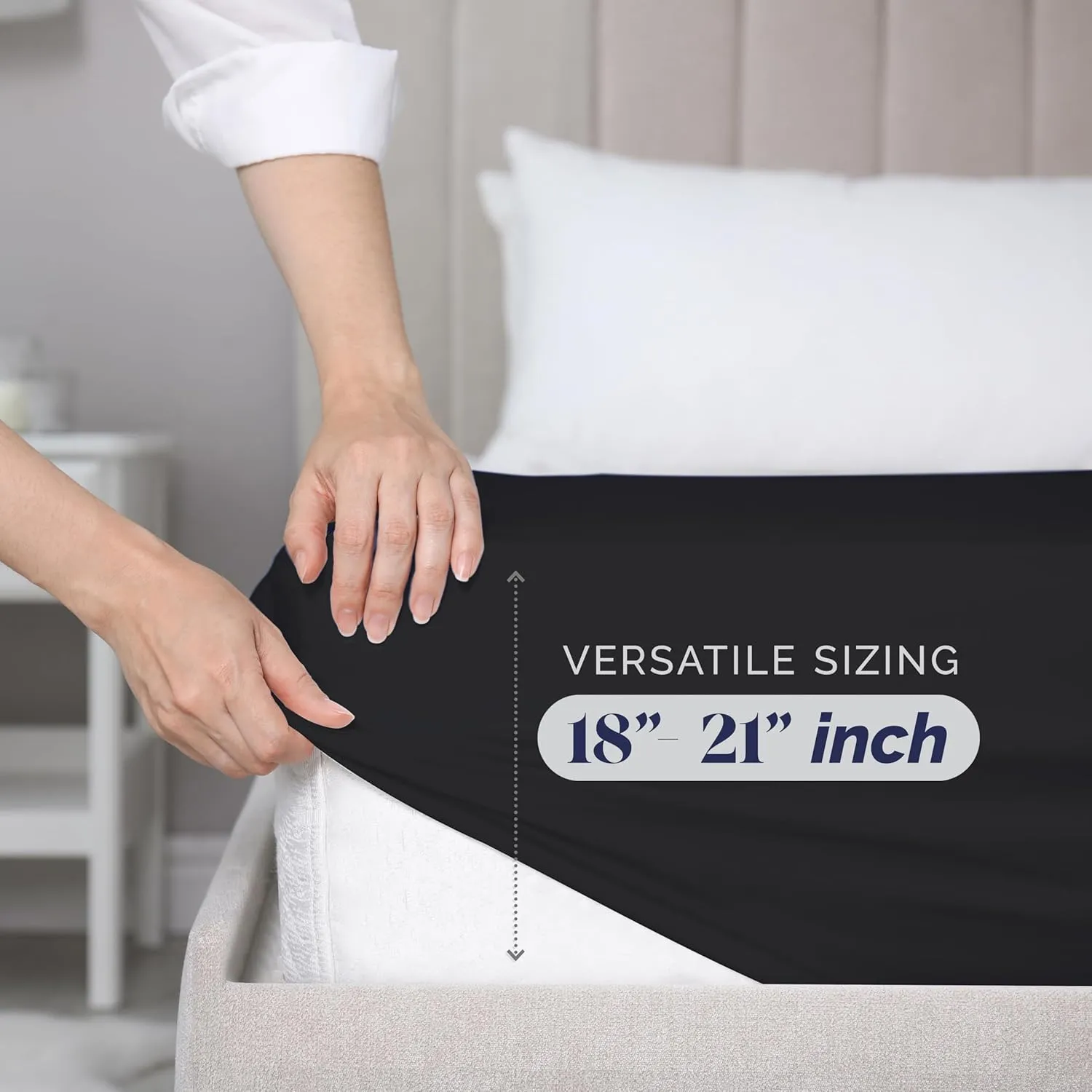 Elegant Comfort Super Soft 1-Piece Single Extra Deep Pocket 1500 Premium Hotel Quality Microfiber Fitted Sheet for High Mattress up to 21" inch with Double Sided Smart Pockets, King, Black