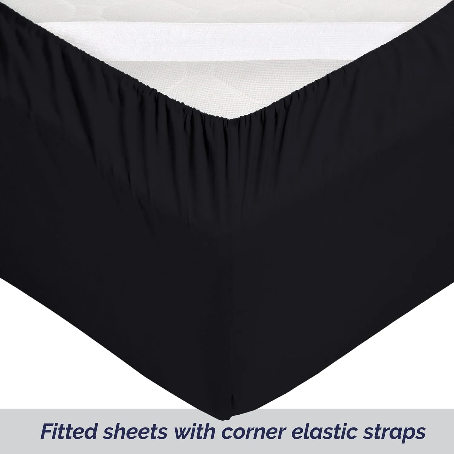 Elegant Comfort Super Soft 1-Piece Single Extra Deep Pocket 1500 Premium Hotel Quality Microfiber Fitted Sheet for High Mattress up to 21" inch with Double Sided Smart Pockets, King, Black