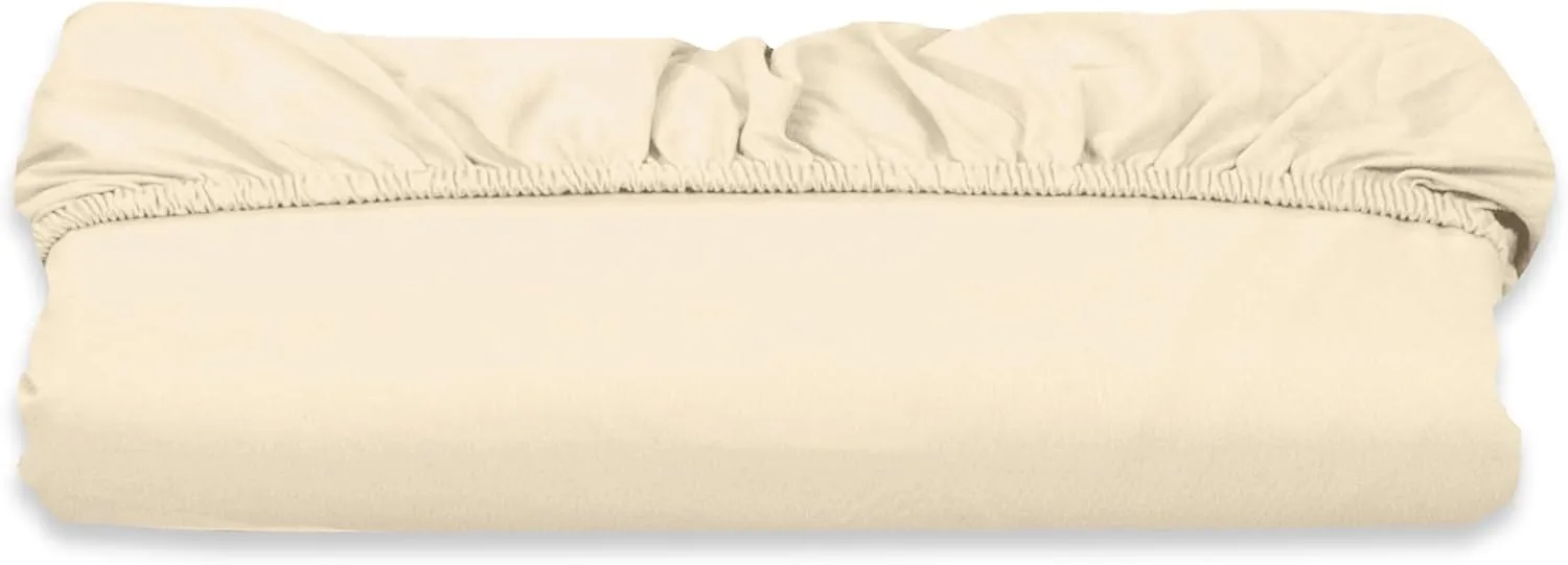 Elegant Comfort Super Soft 1-Piece Single Extra Deep Pocket 1500 Premium Hotel Quality Microfiber Fitted Sheet for High Mattress up to 21" inch with Double Sided Smart Pockets, King, Cream