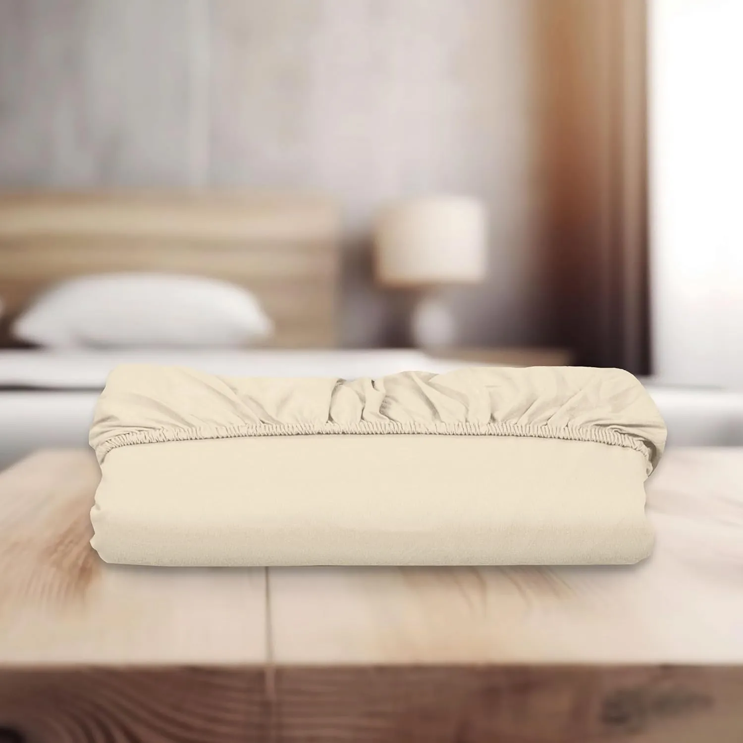 Elegant Comfort Super Soft 1-Piece Single Extra Deep Pocket 1500 Premium Hotel Quality Microfiber Fitted Sheet for High Mattress up to 21" inch with Double Sided Smart Pockets, King, Cream