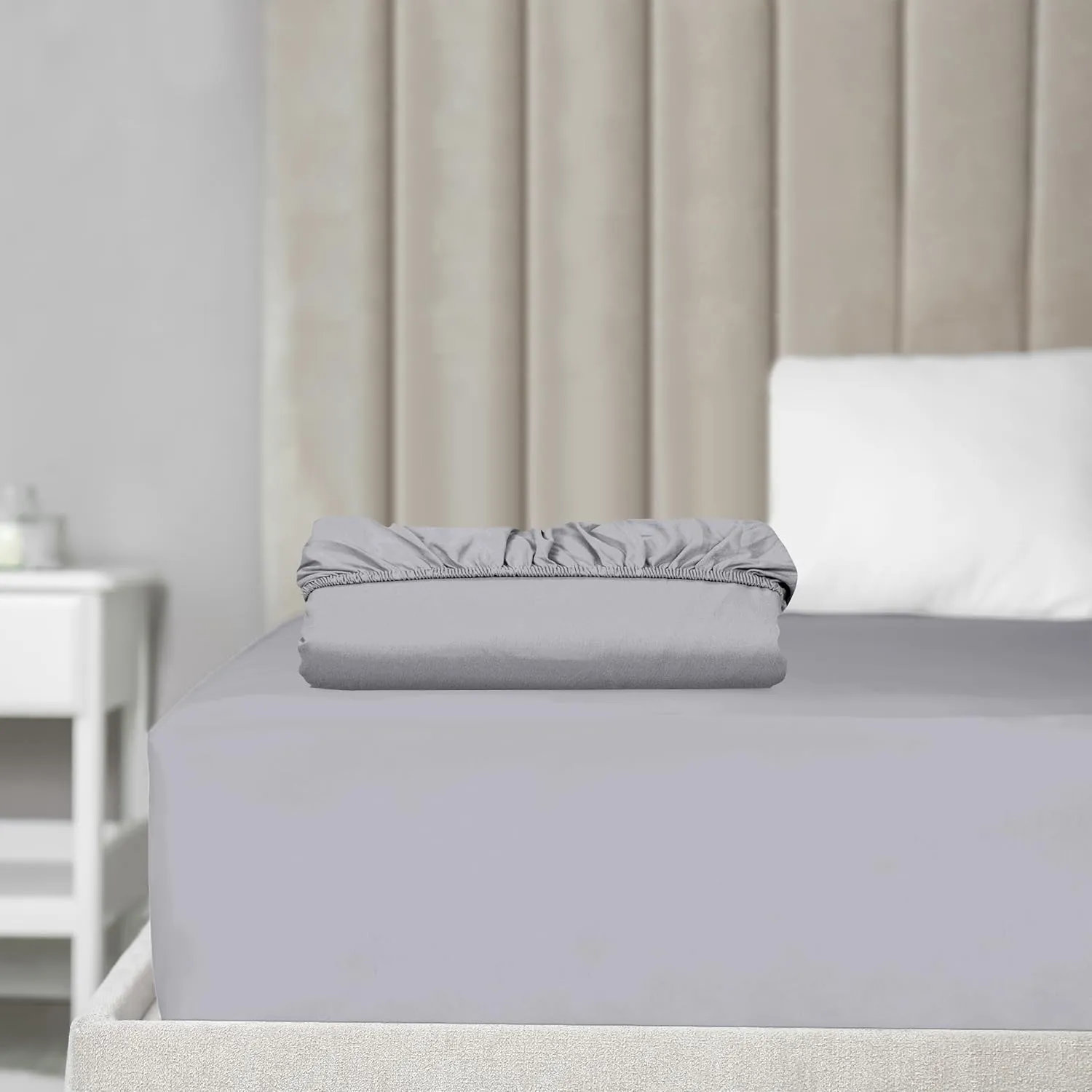 Elegant Comfort Super Soft 1-Piece Single Extra Deep Pocket 1500 Premium Hotel Quality Microfiber Fitted Sheet for High Mattress up to 21" inch with Double Sided Smart Pockets, King, Silver
